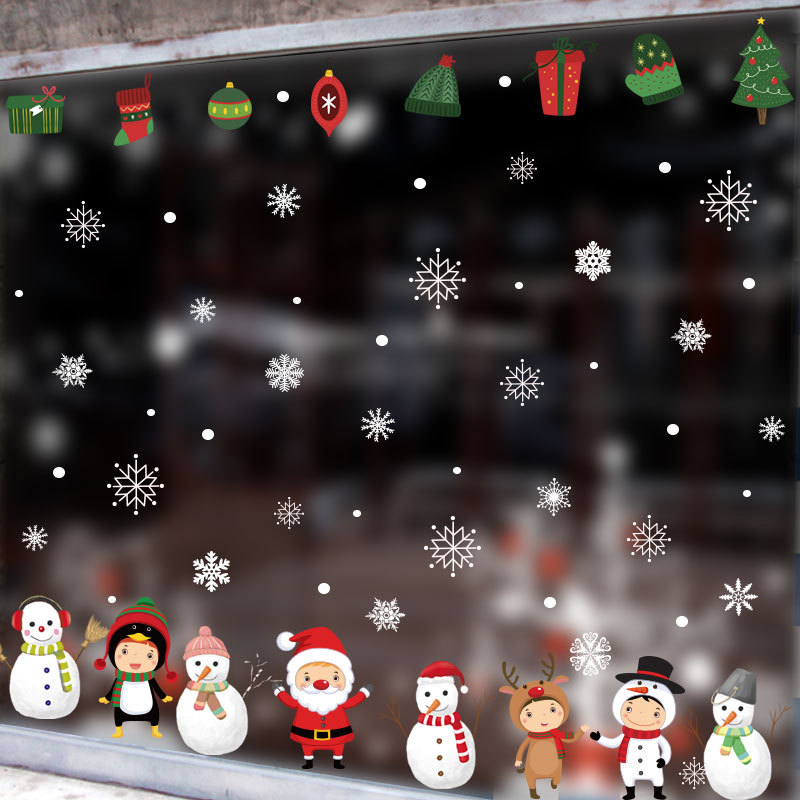 พร้อมส่ง-สติ๊กเกอร์ติดผนัง-คริสต์มาส-สติ๊กเกอร์-กระจก-ผนัง-wall-sticker-christmas-decoration-diy-wallpaper