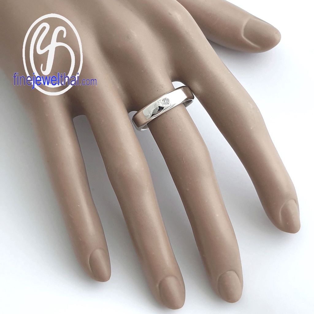 finejewelthai-แหวนคู่-แหวนเพชร-เพชรแท้-แหวนหมั้น-แหวนแต่งงาน-diamond-silver-couple-ring-rc1413-14di