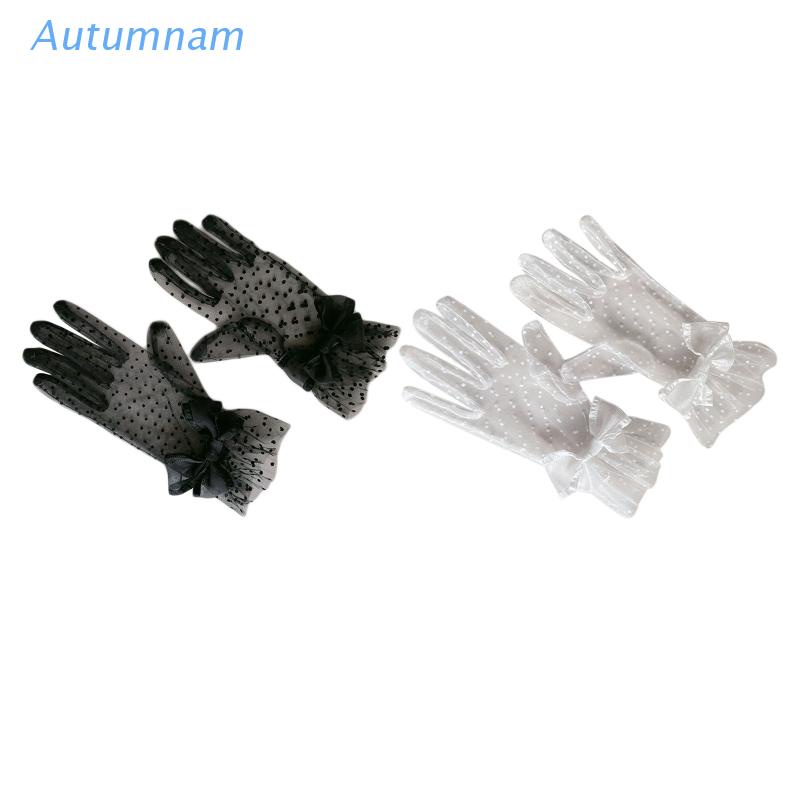 autu-ถุงมือลูกไม้-ลายจุด-สีดํา-และสีขาว-สําหรับงานเลี้ยง