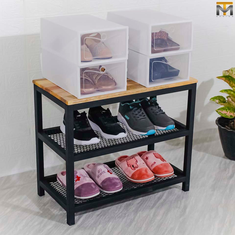 mt-design-mt002-ชั้นวางรองเท้า-2-ชั้น-เก็บรองเท้า-พร้อมที่นั่งไม้ใส่รองเท้าในตัว-ขนาด-60x30x50-cm