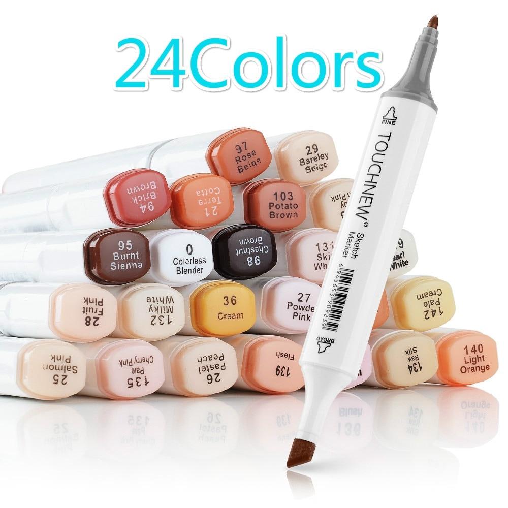 Touchten ชุดปากกามาร์กเกอร์ แอลกอฮอล์ ผสมสี 24 สี สําหรับวาดภาพ ร่างภาพ