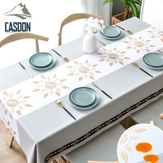 CASDON-ผ้าปูโต๊ะ ผ้าคลุมโต๊ะ กันฝุ่นกันน้ำ PVC ทนต่อรอยขีดข่วนได้ รุ่น QY-9