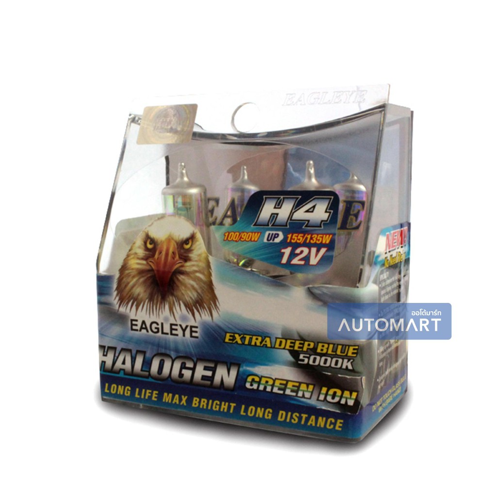 EAGLEYE หลอดไฟหน้าฮาโลเจน H4 12V 100/90W GREEN ION (แสงสีเขียว) (1 แพ็ค ...