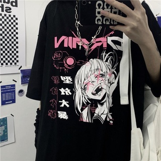 NiceMix vintage anime cartoon t shirt women clothes gothic tshirt streetwear print loose tops Korean summer black