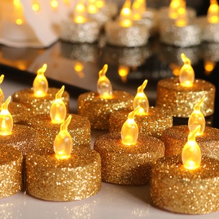 สินค้า ผงทอง Led ตกแต่งแสงเทียน / จําลอง Led โคมไฟอิเล็กทรอนิกส์ ขนาดเล็ก / วันหยุดงานแต่งงาน ปาร์ตี้เทียนไร้เปลวไฟ