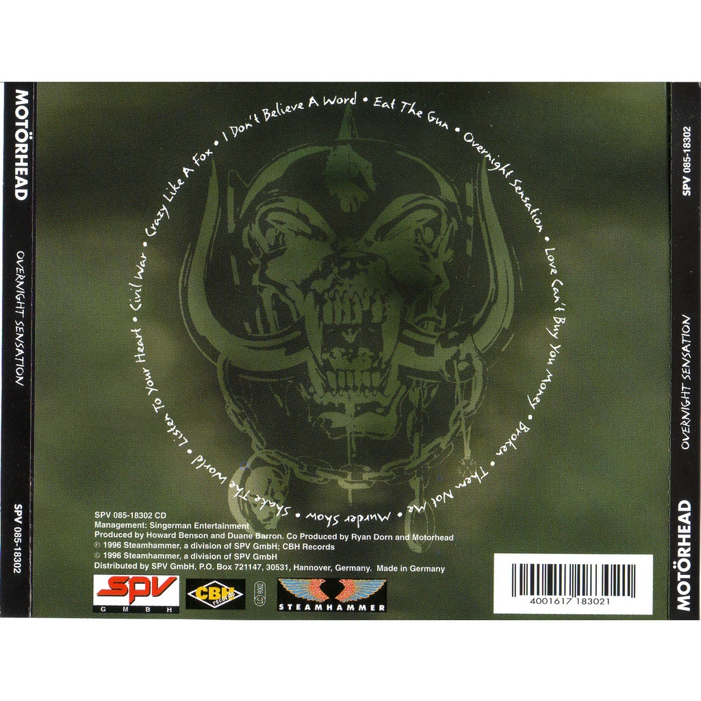 ซีดีเพลง-cd-motorhead-1996-overnight-sensation-germany-edition-ในราคาพิเศษสุดเพียง159บาท