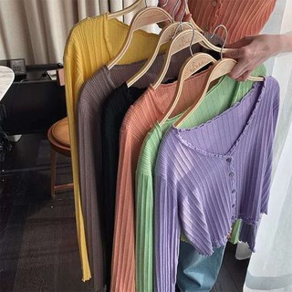 best_clothes(พร้อมส่ง/ใหม่)รุ่น#6115เสือไหมพรมแขนยาว เสื้อคลุมแบบมีกระดุมผ้าดีมาก สไตล์เกาหลี