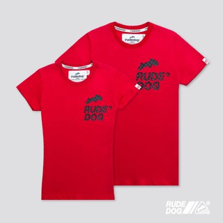 Rudedog เสื้อยืด รุ่น 2 lines สีแดง (ราคาต่อตัว)