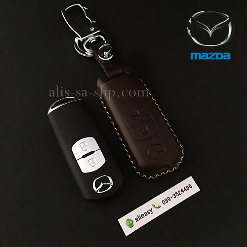 ซองหนังแท้-ใส่กุญแจรีโมทรถยนต์-mazda-2-3-cx-3-5-smart-key-2-ปุ่ม-รุ่น-slim