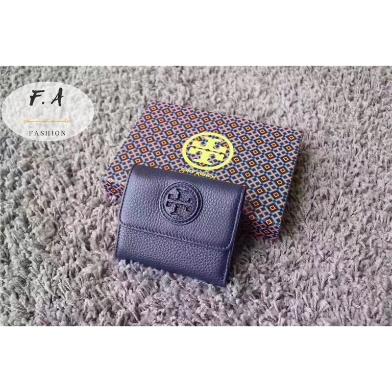 f-a-ของแท้-100-tory-burch-193-กระเป๋าสตางค์เด็กผู้หญิง-ฮาร์ดแวร์-ykk-ช่องใส่การ์ดหลายช่อง-กระเป๋าสตางค์ใบสั้น