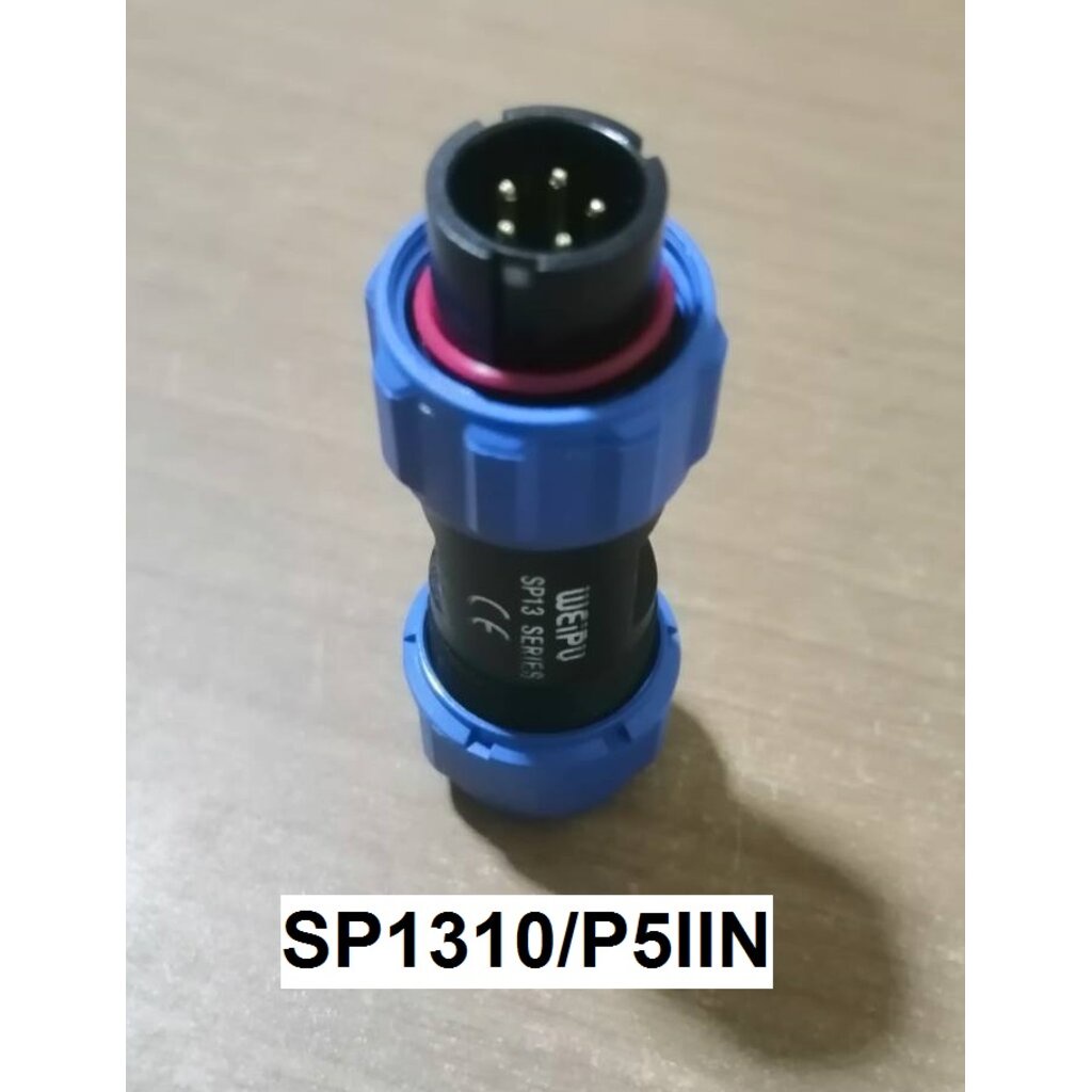 weipu-connector-sp1310-p5-iin-5pole-5a-ip68-cable-od-5-8mm-สายไฟ0-75sq-mm-ตัวผู้เกลียวในกลางทาง