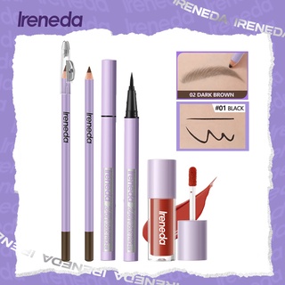 Ireneda Beauty Makeup 2 In 1 ดินสอเขียนคิ้ว อายไลเนอร์ เนื้อแมตต์ วิตามินอี ดินสอเขียนคิ้ว 24 ชั่วโมง สีดํา 3 ชิ้น ต่อชุด