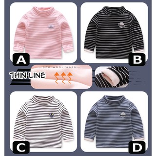 เสื้อแขนยาว Thin line &amp; Thick line บุขนนุ่มๆอบอุ่น