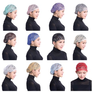 🌈🌈ผลิตภัณฑ์ใหม่🌈🌈ใหม่มุสลิมฮิญาบสุภาพสตรี Hui veil turban ฐานสะดวกหมวกอิสลามลูกไม้สีแดง headscarf