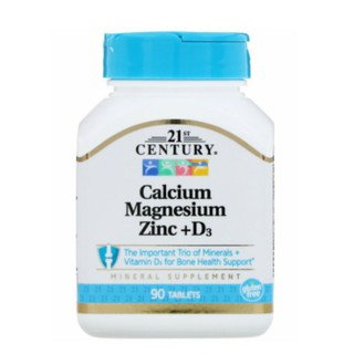 Flash SALE อาหารเสริมเพือสุขภาพ 21st century Calcium Magnesium Zinc + D3, 90 เม็ด มีถึง 4 ชนิด อาหารเสริมบำรุงกระดูก