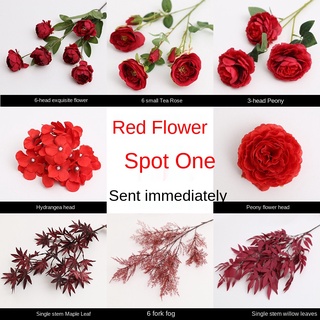 ดอกไม้ปลอม พลาสติก สีแดง สําหรับตกแต่งเวที งานแต่งงาน