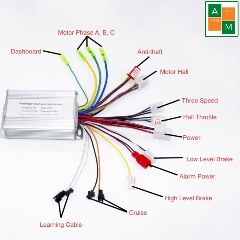 พร้อมส่งจากไทย-กล่องควบคุมจักรยานไฟฟ้า-350-w-48vdc-12a-electric-bike-controller-อะไหล่จักรยานไฟฟ้า-จักรยานไฟฟ้า