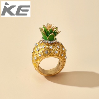 Ornament Micro-encrusted diamond three-dimensional pineapple fruit exaggerated ring for girls