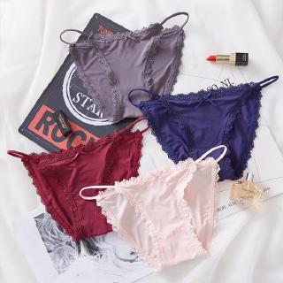 ภาพหน้าปกสินค้าสินค้าพร้อมส่างจากไทย💥LoveIs Bra💥 (N229)  กางเกงชั้นในผ้าลื่นญี่ปุ่น ขอบลูกไม้ เอวสาย เซ็กซี่ น่ารัก สำหรับผู้หญิง ซึ่งคุณอาจชอบราคาและรีวิวของสินค้านี้