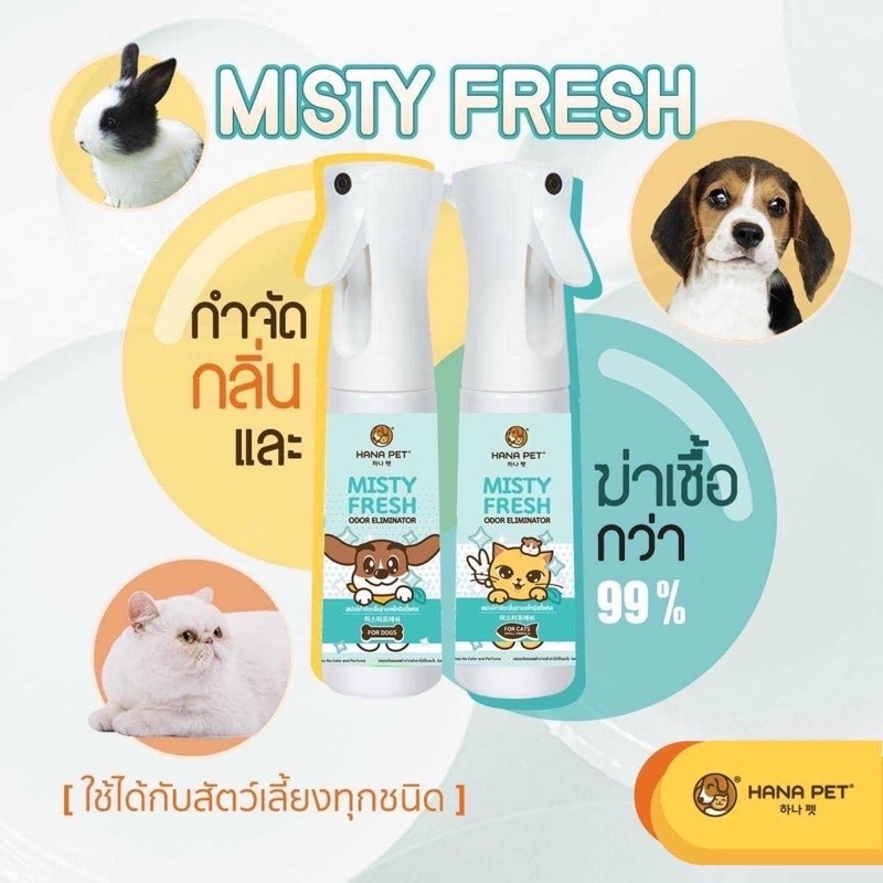ราคาและรีวิวHana Pet สเปรย์กำจัดกลิ่น/ฆ่าเชื้อโรค Misty Fresh สำหรับสุนัข เฟอร์นิเจอร์ ของเล่นหรือพื้นที่ต่างๆ