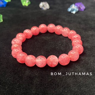 หินสตอเบอรี่ควอตซ์ (Strawberry Quartz) สตอเบอรี่ควอตซ์สีชมพูอมส้ม กำไลหินนำโชค หินมงคล