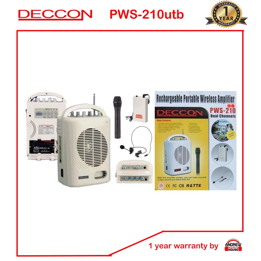 deccon-pws-210utb-เครื่องขยายเสียงไร้สายแบบหิ้ว-ลำโพงช่วยสอนพกพา-ตู้ช่วยสอน-รองรับ-mic-fm-sd-usb-รับประกันศูนย์ไทย-1-ปี