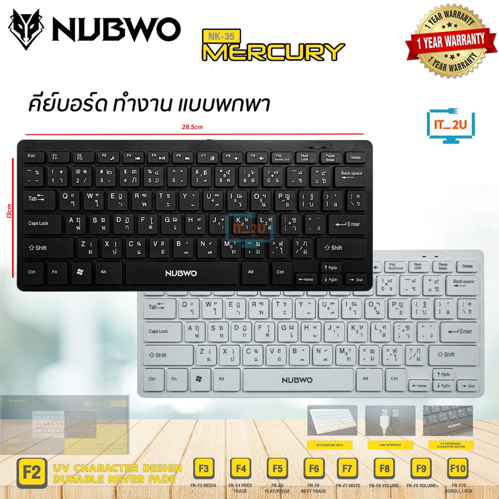 ภาพหน้าปกสินค้าNubwo NK-35 Portable Business Keyboard MERCURY