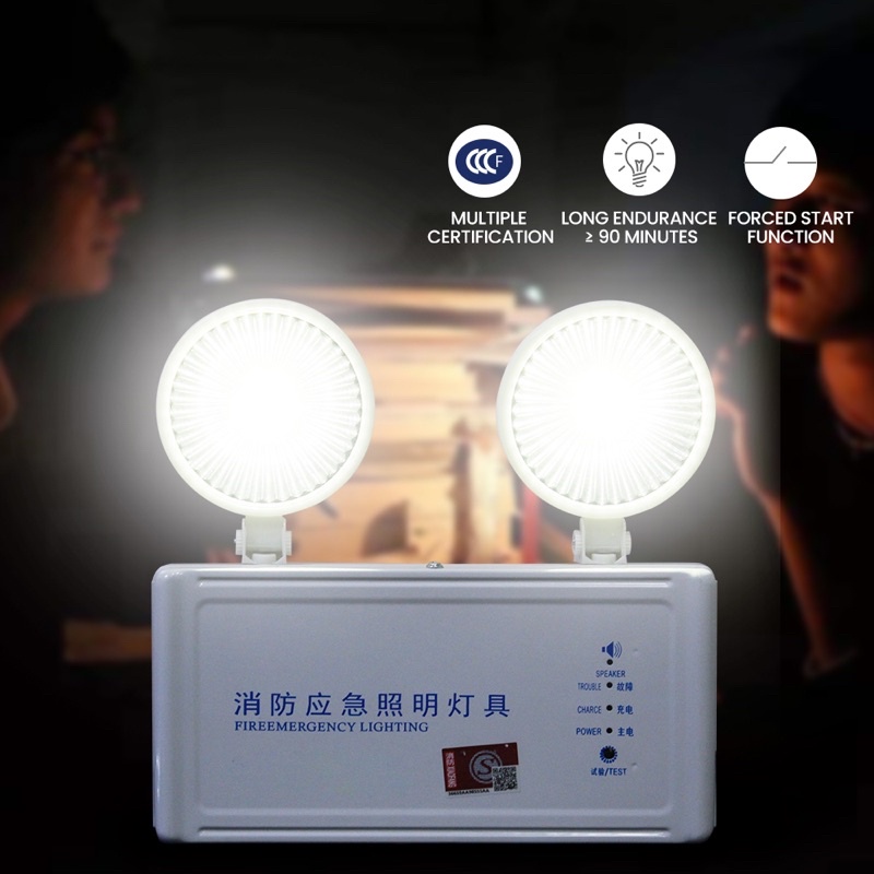 ไฟฉุกเฉิน-ไฟled-ac220v-3w-ไฟฉุกเฉิน-led-emergency-ชาร์จไฟมี-2-หัวสำหรับห้างสรรพสินค้า-โรงเรียน-หอพัก-อาคารสำนักงาน