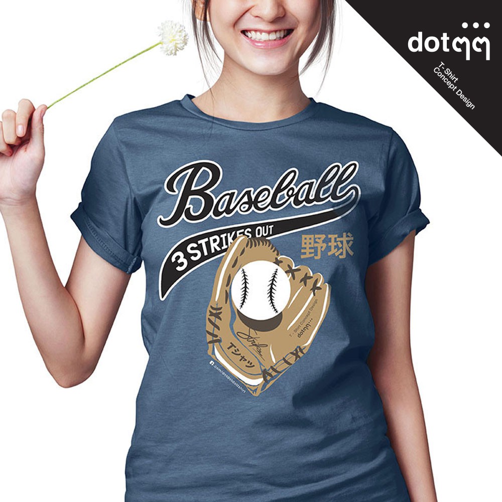 dotdotdot-เสื้อยืดหญิง-concept-design-ลาย-baseball-blue