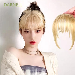 Darnell แฮร์พีซผมหน้าม้า 3D ธรรมชาติ มองไม่เห็น คลุมเต็มรูปแบบ แฮร์พีซ ผมหน้าม้าปลอม สไตล์การ์ตูน คลิปต่อผม พร้อมหน้าม้าปลอม ไร้รอยต่อ ไฟเบอร์ อุณหภูมิสูง ผ้าลินิน หลากสี