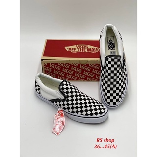 รองเท้า Vans slip on งานสวม รองเท้าผ้าใบ ลายตาราง