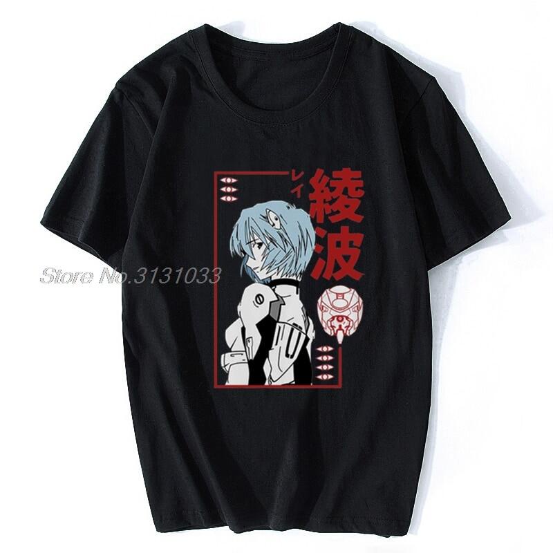 การพิมพ์เสื้อยืด-คอกลม-แขนสั้น-ผ้า-cotton100-สบายและต่อต้านริ้วรอย-สินค้าพร้อมส่ง-japan-anime-ayanami-evangelion-funny