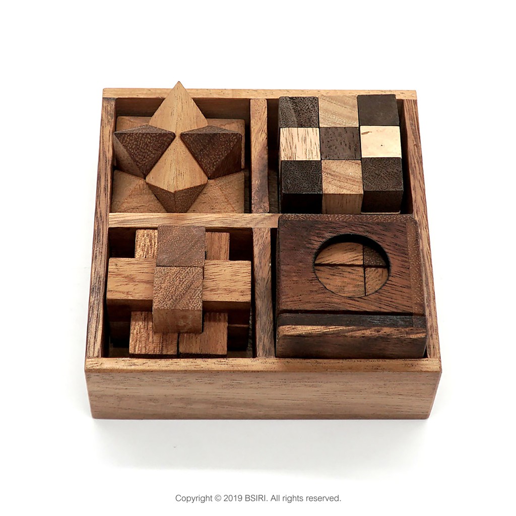 ชุดเกมไม้-4-ชิ้น-4-games-in-a-wooden-box-เกมส์ไม้บริหารสมอง-เกมไม้ปริศนา-เกมฝึกสมอง-wooden-puzzle-brain-teaser-puzzle