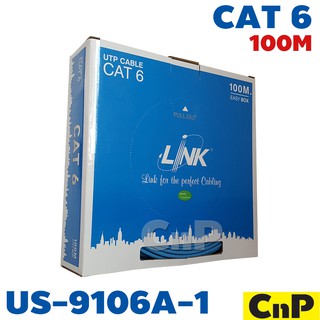 LINK สายแลน LAN CAT 6 สีฟ้า รุ่น US-9106A-1 (100 ม.)