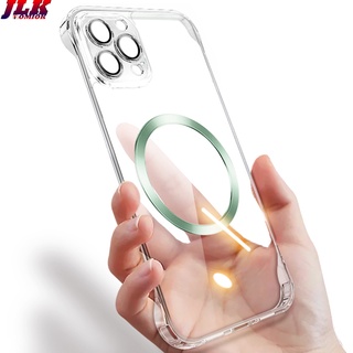 Transparent Tempered Glass Frameless Magnetic Wireless Charging Case for iPhone 14 13 12 Pro Max 14Plus 14Pro 14promax Shockproof Clear Cover