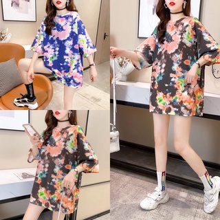 #ขายส่ง#เสื้อยืดแขนสั้นมัดย้อมหญิงฤดูร้อนคู่ไทยใหม่หลวมสไตล์เกาหลีกลางและยาว bottoming เสื้อผ้าผู้หญิง