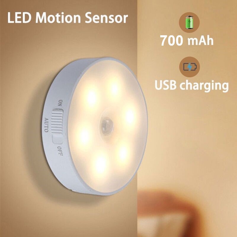 Motion Sensor Night Light 8 LED Rechargeable Wireless Magnetic | Shopee ...