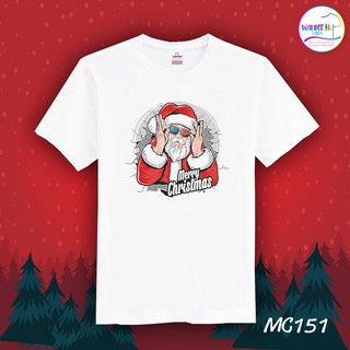 เสื้อยืดคริสต์มาส เสื้อคริสต์มาส Christmas &amp; Happy new year (MC151)เสื้อยืดสีขาว