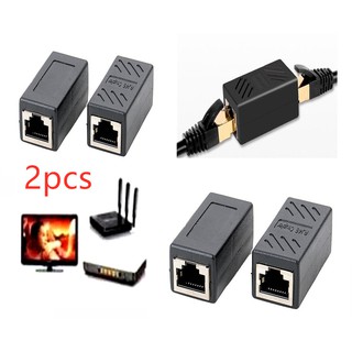 2Pcs RJ45 Female To CAT6 Network Ethernet LAN Connector Adapter  Coupler Black