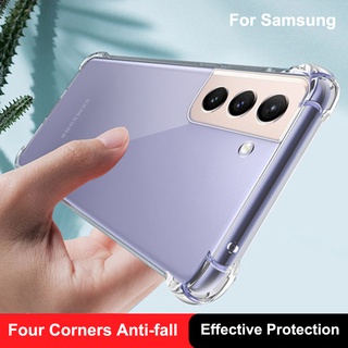 กันกระแทกซิลิโคนเคสโทรศัพท์สำหรับ Samsung S21 FE 5G Samsung Galaxy S20 Fe หมายเหตุ 20 Ultra 10 9 8 S8 S9 PLUS Lite S10E สี่มุม Anti-Fall ปลอกหรูหราฝาครอบใส