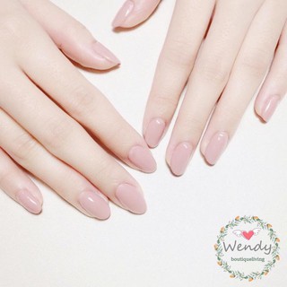 24Pcs Sweet Fashionable Long Round Head Nude Color Fake Nails Candy Color Pure Color Acryl