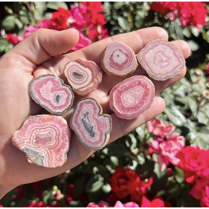 1PC Natural Rhodochrosite Slice โรโดโครไซต์Top Quality | Rhodochrosite ...