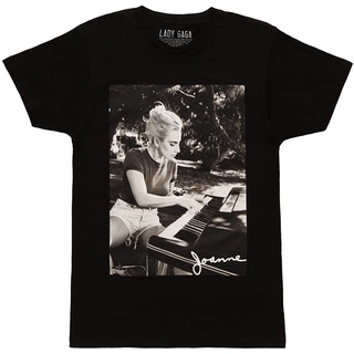 100%cotton เสื้อยืดคอวีผู้ชาย Lady Gaga Joanne Piano Black T-Shirt men เสื้อ ยืด ผู้ชาย คอกลม โอเวอร์ ไซส์