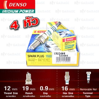 หัวเทียน DENSO IXU24 ขั้ว IRIDIUM 4 หัว ใช้สำหรับ Ducati [ ใช้แทน DCPR8E / DCPR8EIX ]