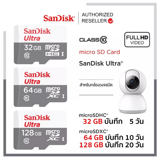 ภาพสินค้าSandisk Micro SD Card SDHC Ultra ความเร็ว 100MB/S ความจุ 32GB Class10 (SDSQUNR-032G-GN3MN) เมมโมรี่ กล้องวงจรปิด จากร้าน newthinking บน Shopee ภาพที่ 3