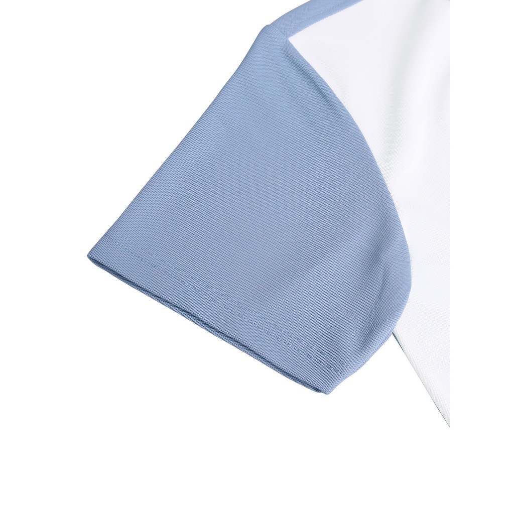 เสื้อโปโลรีไซเคิล-ผู้ชาย-แขนปล่อย-เรียบโดยไม่ต้องรีด-ผ้านุ่มลื่น-ใส่สบาย-ระบายอากาศดี-ซับเหงื่อดี-สีทูโทน-ขาวฟ้า