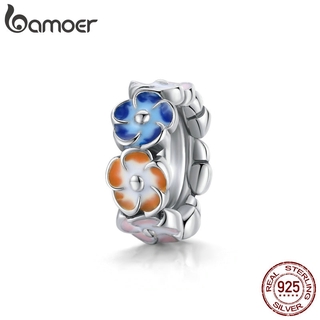 bamoer Warm Little Colorful Hydrangea Charm fit Original Bracelets &amp; Bangle Beads 925 Sterling Silver Fine Jewelry make SCC1703