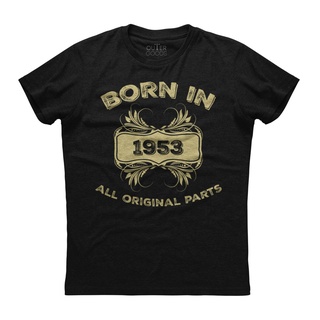 T-shirt  เสื้อยืดแขนสั้น ผ้าฝ้าย พิมพ์ลาย Born In 1953 สีดําS-5XL