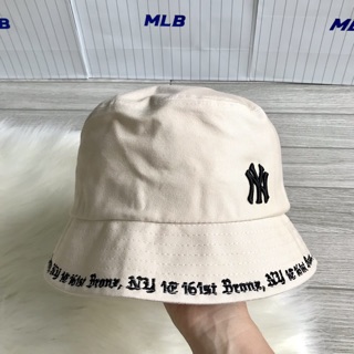 หมวก MLB Bucket Hat โลโก้ดำ ปัก word รอบปีกหมวก