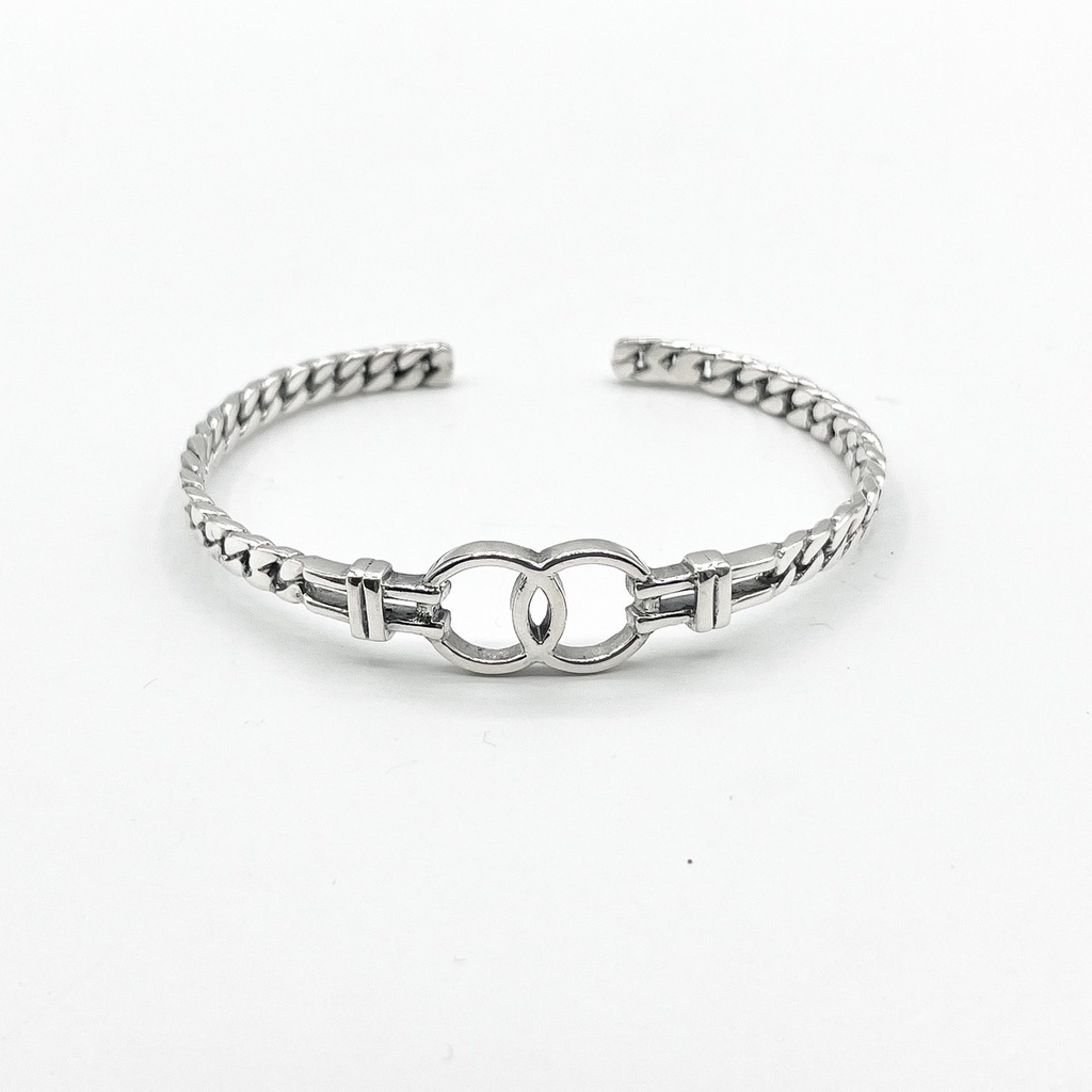 dsp-กำไลเงินแฟชั่นผู้หญิงลายเลท-กำไลเงินแท้-925-dsp-925-sterling-silver-bangle-gspc0083